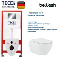 КОМПЛЕКТ TECE + beWash: 9400412 Инсталляция для подвесного унитазаTECE + BeWash Bogen Унитаз подвесной безободковый с сиденьем микролифт белый глянец 88303201 арт-TC412303201 — фото 1, Комплекты унитаз + инсталляция