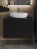 Orange Line тумба с раковиной подвесная 80 см, черный/белый арт-Li-80TubMDF+B05-520W — фото 3, Тумбы с раковиной