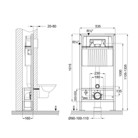 SET Инсталляция Sava Free Standing+клавиша смыва белый глянец + хром глянец квадр. SMART SFS40006488G — фото 1, Инсталляции для унитазов