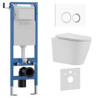 Комплект 3в1 IBERICA BLANCA инсталляция SILENCIO MINI, унитаз BURGOS ALTO белый, кнопка смыва ESTI-O белый глянцевый (IB.001M.BRA.234.821) — фото 1, Комплекты унитаз + инсталляция