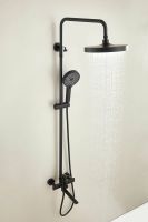 Душевая система с тропическим душем и смесителем BELZ, поворотный излив, черный, арт-B24813-7 — фото 5, Душевые стойки