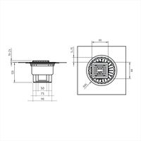 Трап BERGES водосток ZENTRUM Antik 100х100, матовый хром, выпуск D50/75/110 H74 вертикальный арт-090464 — фото 9, Трапы для душа