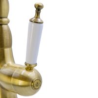 OXFORD См-ль д/раковины моноком., донный клапан "click-clack", ручка белая, бронза арт-19094 — фото 5, Смесители для раковины