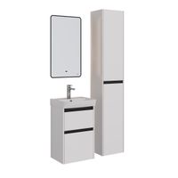 Тумба Lemark COMBI 45 см под 1 раковину, подвесная/напольная, 2 ящика, цвет планки: Чёрный, цвет кор арт-LM03C45T-black — фото 5, Тумбы под раковину