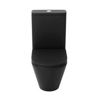 Унитаз напольный Grossman (605х380х825) безободковый,черный матовый с тонкой крышкой,микролифт,смыв торнадо,2 места арт-GR-4450BMSQ — фото 1, Напольные унитазы