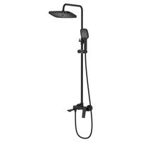 Душевая система Azario Lursy с квадратным тропическим душем, керамический картридж, шланг 150 см, черный матовый арт-AZ-K2349B — фото 1, Душевые стойки