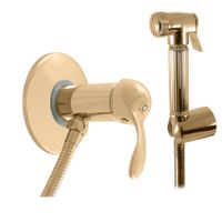 Смеситель Labe для биде c душевой лейкой с нажимным механизмом пласт, золотой, арт-L047/1Z — фото 1, Смесители для биде