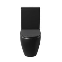 Унитаз напольный Grossman (675х360х820) безободковый,черный матовый с тонкой крышкой,микролифт,2 места арт-GR-4446BMS — фото 1, Напольные унитазы