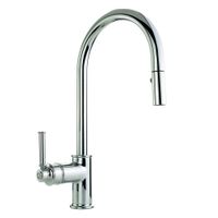 CUCINA ERMITAGE MINI См-ль д/кухни моноком., с вытяжной лейкой, ручка сбоку латунь, хром арт-31522 — фото 1, Смесители для кухни