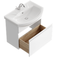 Товар: Подвесная тумба 65 см с одним ящиком в белом цвете, с умывальником ROD01061 - фото 2 Подвесная тумба 65 см с одним ящиком в белом цвете, с умывальником ROD01061 — фото 2, Тумбы с раковиной