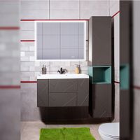 Товар: Тумба под раковину подвесная Бриклаер КРИСТАЛЛ ясень анкор темный/графит, 90 см 4627125414541 - фото 3 Тумба под раковину подвесная Бриклаер КРИСТАЛЛ ясень анкор темный/графит, 90 см 4627125414541 — фото 3, Тумбы с раковиной