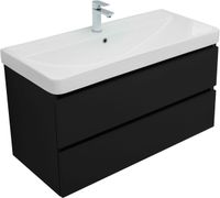 Тумба с раковиной Aquanet Вега 2.0 100 2 ящ. цв.черный (раковина Flat) 00344765 — фото 6, Тумбы с раковиной
