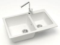 Кухонная мойка AZARIO Grand 765х500х190 двойная, искусственный мрамор, цвет Белый арт-CS00079900 — фото 1, Кухонные мойки