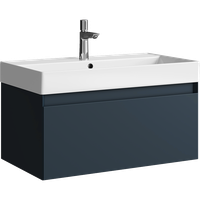 Подвесная тумба с одним ящиком 81 см, цвет серый с умывальником арт-GE01081GRM — фото 3, Тумбы с раковиной