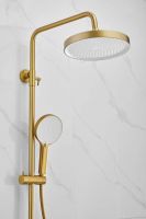 Душевая система с тропическим душем и смесителем BELZ, брашированное золото, арт-B24713-5 — фото 3, Душевые стойки