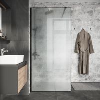 Душевая перегородка Niagara Nova NG-781-12BLACK (120х200) черный матовый,стекло эффект битого стекла,1 место — фото 3, Душевые перегородки