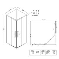 Душевое ограждение Niagara Nova (100х100х195) квадрат,раздвижная,хром,стекло рифленое,1 место арт-NG-4624-34 — фото 13, Квадратные душевые уголки