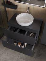 Orange Line тумба с раковиной подвесная 80 см, графит/белый арт-Li-80TugMDF+B07-420W — фото 4, Тумбы с раковиной