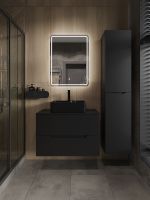 Orange Line тумба с раковиной подвесная 80 см, черный арт-Li-80TubMDF+B01-475MB — фото 5, Тумбы с раковиной