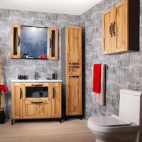 Комплект мебели для ванной Бриклаер ЛОФТ 100L, метрополитен грей — фото 5, Комплекты мебели для ванной