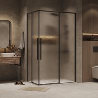 Душевое ограждение Grossman Galaxy 1/2.K33.01.12.21.02-1/2.K33.01.80L.21.02 (120х80х195) раздвижная,черный матовый,стекло шиншилла,2 места арт-300.K33.01.12R80L.21.02 — фото 1, Прямоугольные душевые уголки