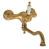 CUCINA OXFORD См-ль д/кухни моноком. настенный, излив 25 см, ручка белая/бронза 18196 — фото 1, Смесители для кухни