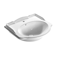 Раковина GLOBO PAESTUM на пьедестал с одним отверстием и двумя намеченными со спинкой цвет белый арт-PA057BI — фото 1, Раковины подвесные