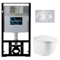 Сет AZARIO инсталляция с панелью смыва + унитаз Fora с сиденьем микролифт+ клавиша 0010, хром матовый арт-AZ-8010-1000+AZ-8200-0010+AZ-0017 E-R — фото 9, Комплекты унитаз + инсталляция