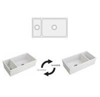 Кухонная мойка SIMAS LAVABI накладная двойная глазированная с 4 сторон без отверстий цвет белый арт-Q542 — фото 2, Кухонные мойки