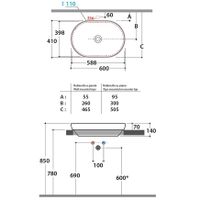 Раковина GLOBO T-EDGE полувстраиваемая без отверстий цвет белый арт-B6O61BI — фото 3, Раковины накладные