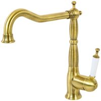 CUCINA OXFORD См-ль д/кухни моноком., ручка белая/бронза арт-18195 — фото 1, Смесители для кухни