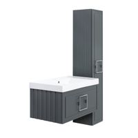 Тумба под раковину подвесная La Fenice Cubo FNC-01-CUB-G-80, серо-зеленая — фото 11, Тумбы под раковину