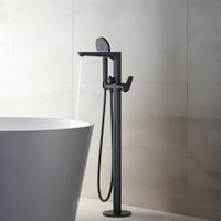 Смеситель для ванны напольный (внешняя и скрытая часть) AQUATEK, матовый черный AQ1145MB БЕТТА — фото 6, Смесители напольные