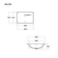 BOND Раковина встраиваемая под столешницу 53х37,5х20см прямоугольная белая с переливом арт-S96-530 — фото 4, Раковины встраиваемые снизу