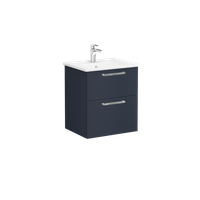 Root Тумба 60 см с раковиной 2 ящика матовый темно-синий VITRA арт-68270 — фото 1, Тумбы с раковиной
