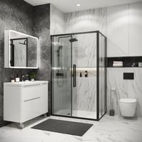 Душевое ограждение Grossman Cosmo 100.K33.02.110.21.02-200.K33.02.100.21.02 (110х100х195) раздвижная(левая),черный матовый,стекло шиншилла,2 места арт-120.K33.02.1110.21.02 — фото 4, Прямоугольные душевые уголки