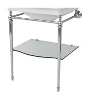 Консоль Artceram Hermitage напольная/пристенная со стеклянной полкой цвет хром арт-HEA015 71 — фото 3, Консоли для раковины