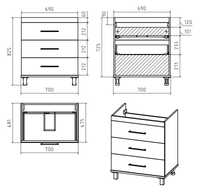 Тумба под раковину арт-П-Тер01070-0113Я — фото 4, Тумбы под раковину