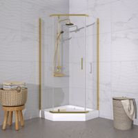 ДО "Дека-Голд", 100х100, пятиуг., низ. подд. (3 места+сифонD90мм) арт-Щ0000073924 — фото 3, Душевые уголки трапеция