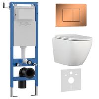 Комплект 3в1 IBERICA BLANCA инсталляция SILENCIO MINI, унитаз BILBAO ALTO белый, кнопка смыва INOX-C розовое золото глянцевое (IB.001M.BLA.234.1141) — фото 1, Комплекты унитаз + инсталляция