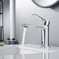 RS46 Смеситель для умывальника, монолит.излив, р/ОД, хром, ROS, RS46-11 — фото 1, Смесители для раковины