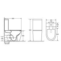 Унитаз-компакт AZARIO MIRADA 655х385х920 напольный, в комплекте с бачком и сиденьем микролифт арт-AZ-1289A — фото 2, Напольные унитазы