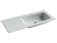 Раковина накладная мебельная Grace прямоугольная, 1010x457x137 мм, чаша справа, с отверстием под смеситель, цвет белый — фото 1, Раковины встраиваемые сверху