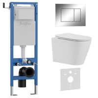 Комплект 3в1 IBERICA BLANCA инсталляция SILENCIO MINI, унитаз BURGOS ALTO белый, кнопка смыва ESTI-S хром глянцевый (IB.001M.BRA.231.852) — фото 1, Комплекты унитаз + инсталляция