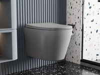 Унитаз ABBER Bequem подвесной серый матовый, безободковый арт-AC1102MG — фото 2, Подвесные унитазы