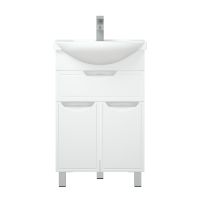 тумба Альфа 55 (Уют/Универсал исеть 55) 1 ящик 2 двери напольная белая без умывальника арт-MFR80013WT — фото 1, Тумбы под раковину