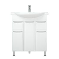 тумба Альфа 75 (Элеганс 75) 2 ящика 3 двери напольная белая без умывальника арт-MFR80016WT — фото 1, Тумбы под раковину