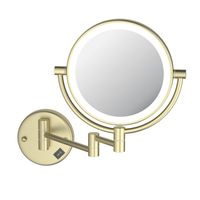 AQ4912BG зеркало косметическое настенное с подсветкой 5х, шлиф. золото — фото 1, Косметические зеркала