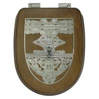 GIANETA Крышка/сиденье унитазa, с системой Microlift, цвет Noce с метал.декором"узор"/хром 27913 — фото 1, Сиденья для унитаза