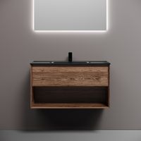 Тумба подвесная SANCOS Marmi 1.0 890х445х520 c одним ящиком оснащенным доводчиками скрытого монтажа и открытой нишей, дуб чарльстон, арт. арт-MR1.090ECH — фото 8, Тумбы под раковину